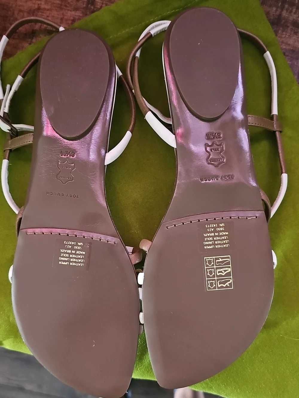 NWT Tory Burch Women's Mignon Brown & White Strappy Sandals - Size 8.5